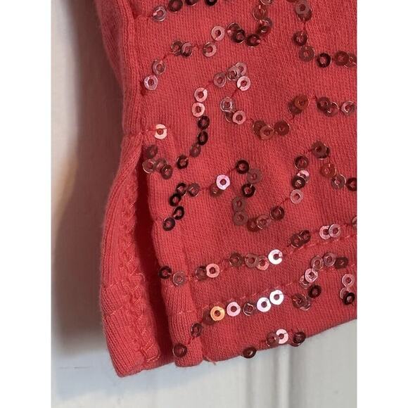Quacker Factory Pink Sequin Short Sleeve Lightweight Sweater XL Fancy - Picture 4 of 6